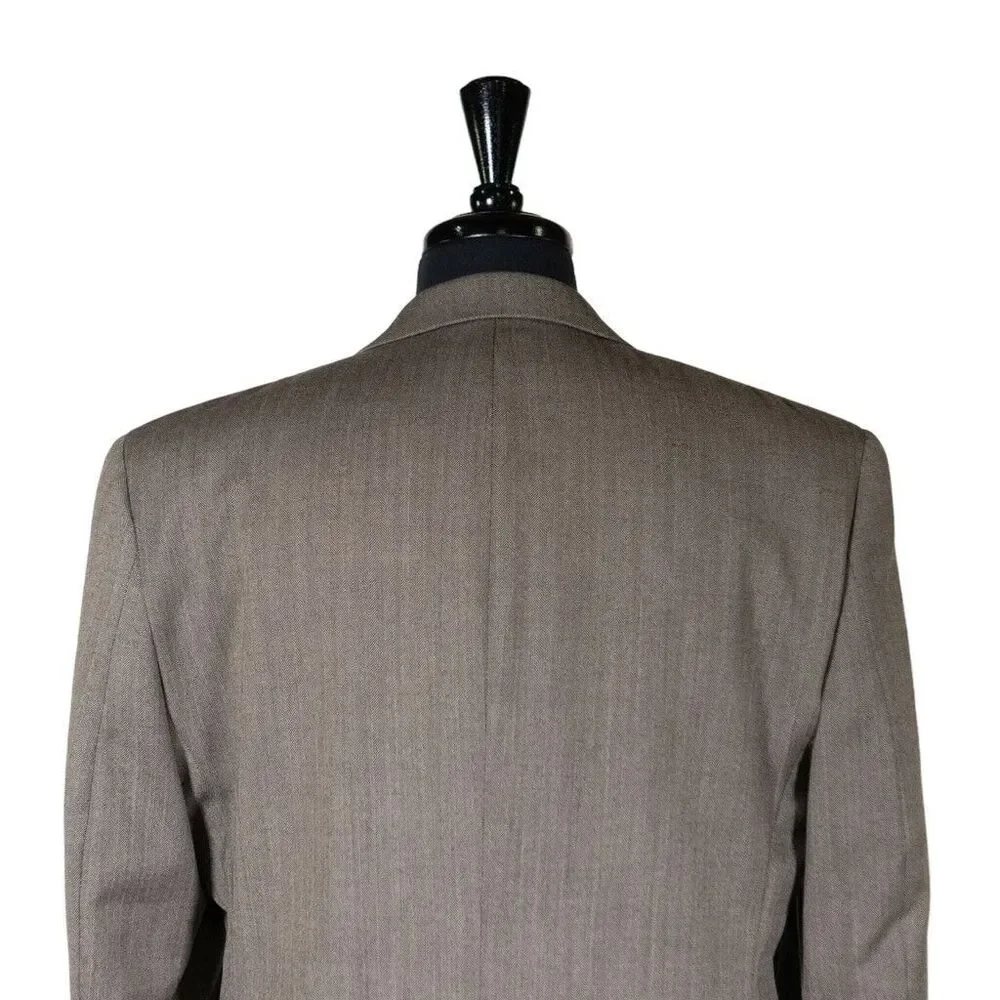 Ralph Lauren Mens Blazer Brown Herringbone Wool Lined Suit Jacket Sport Coat 38R